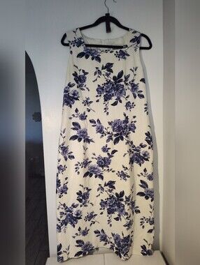 Sheri Martin Cream Dress with Navy Floral Print #781